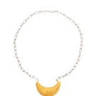Gold croissant chain necklace by Oz Objects featuring a delicate, French-inspired design with a smooth, shiny finish.