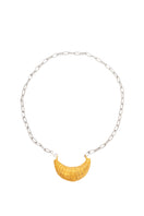 Gold croissant chain necklace by Oz Objects featuring a delicate, French-inspired design with a smooth, shiny finish.