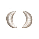 Silver croissant earrings by Oz Objects, featuring detailed crescent-shaped design for a stylish accessory.