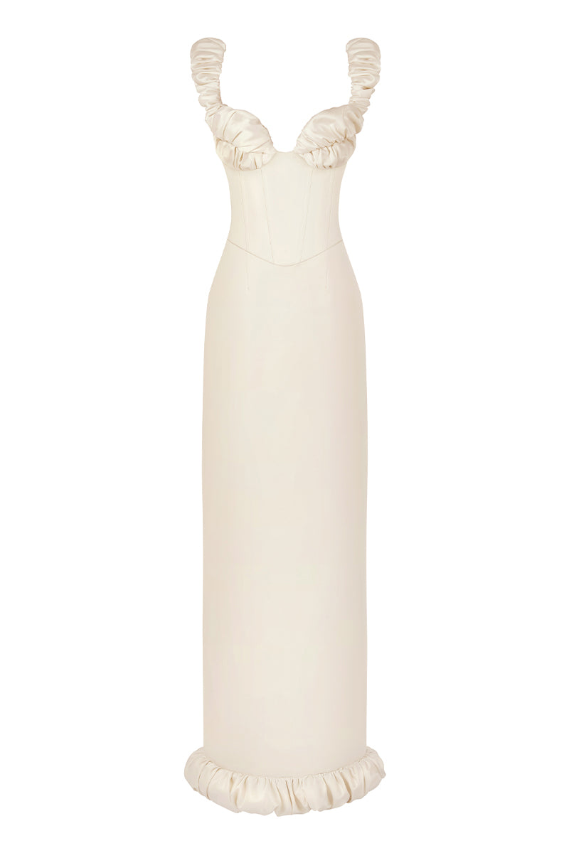 CROISSANT CORSET DRESS IN BEIGE - CULT MIA