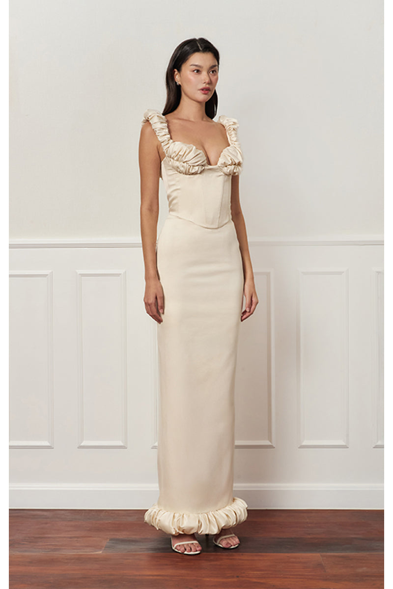 CROISSANT CORSET DRESS IN BEIGE