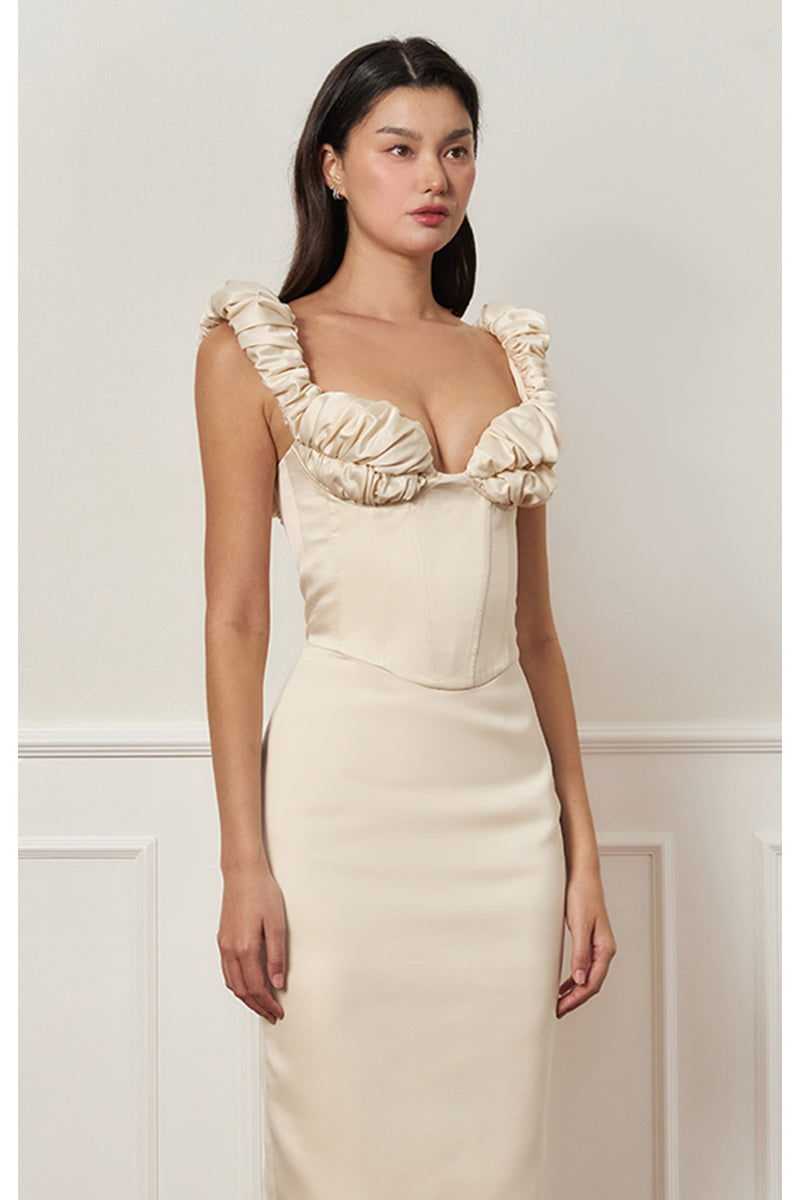 CROISSANT CORSET DRESS IN BEIGE | CULT MIA | Stolen Stores CROISSANT CORSET DRESS IN BEIGE | CULT MIA | Stolen Stores
