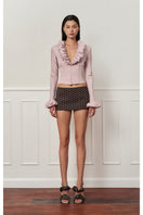 Dusty purple croissant corset shirt by Stolen Stores, stylish tops with a fitted, structured design and unique croissant-inspired details.