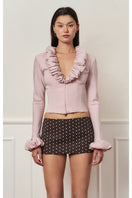 Dusty purple croissant corset shirt by Stolen Stores, stylish tops with a fitted design and unique croissant-inspired detail.