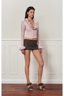 Dusty purple croissant corset shirt by Stolen Stores, stylish tops with a fitted design and unique croissant-inspired detail.