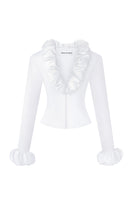 White Croissant Corset Shirt by Stolen Stores, a stylish tops with a fitted, corset-inspired design and unique croissant-shaped detail.