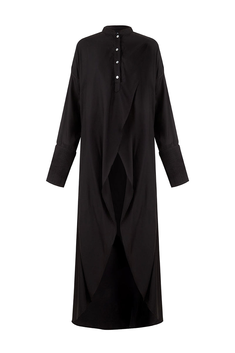 CROSSED LAYER SHIRT DRESS IN BLACK - CULT MIA