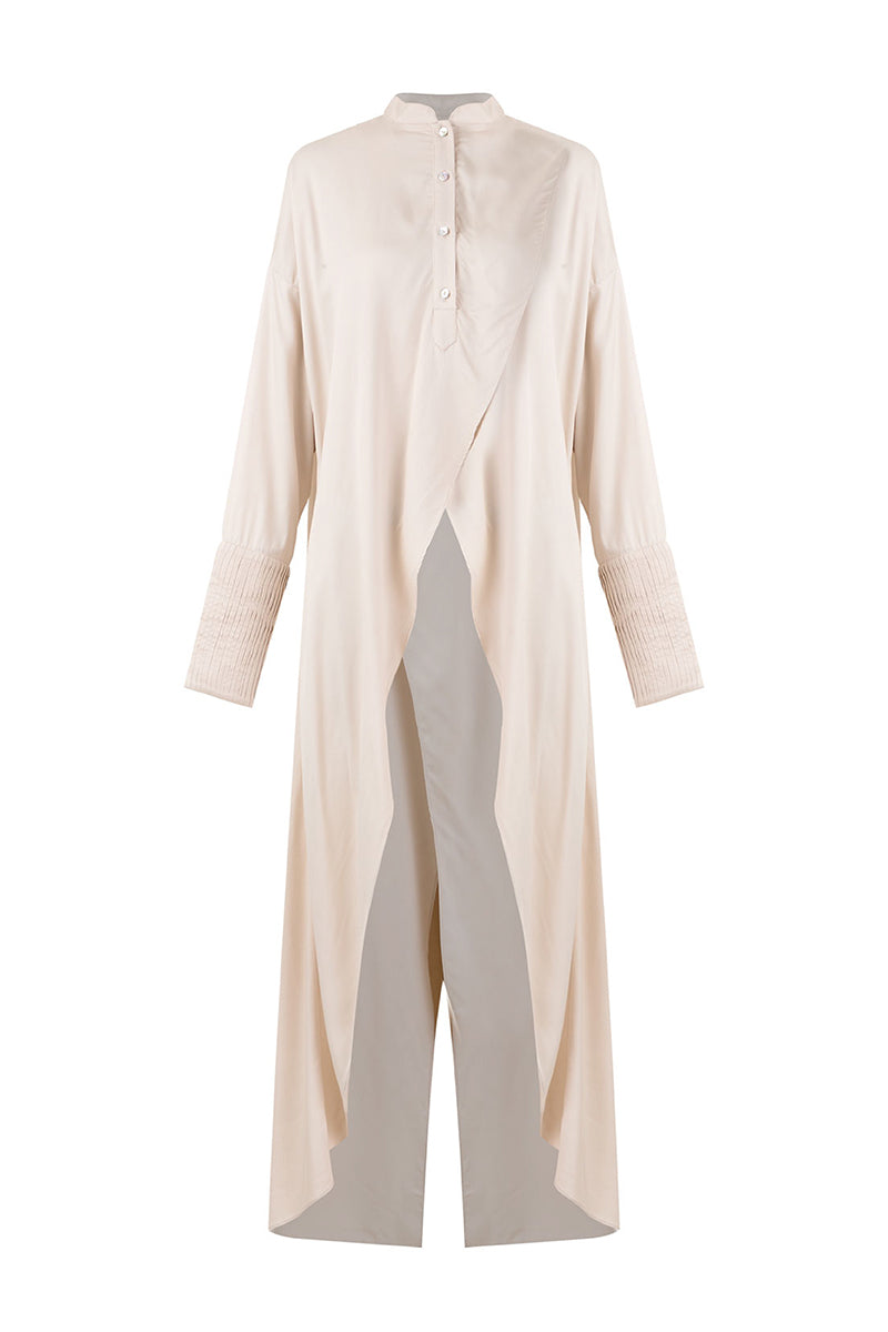 CROSSED LAYER SHIRT DRESS IN IVORY