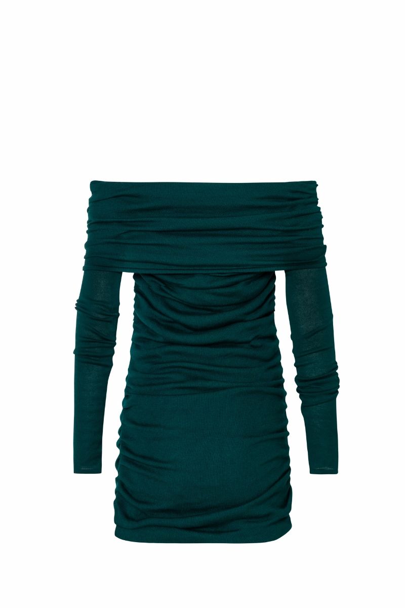 Baobab Fuji mini dress in Bosque color, showcasing a stylish short dress with a relaxed fit and floral print.
