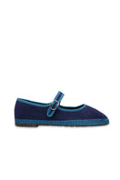 Flabelus Arthur blue flats shoes with sleek design and rounded toe, displayed on a plain background.