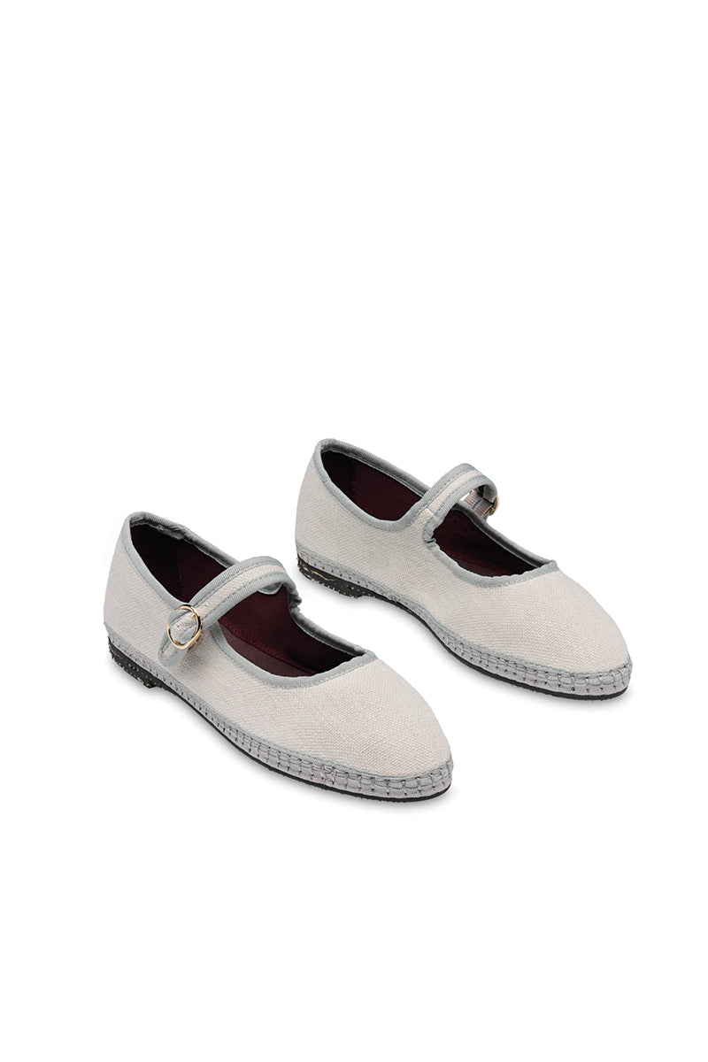 Flabelus Dalloway white flats shoes with rounded toe and minimal design, displayed on a white background.
