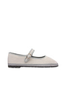 White Flabelus Dalloway flats shoes with rounded toes and subtle stitching, shown on a white background.