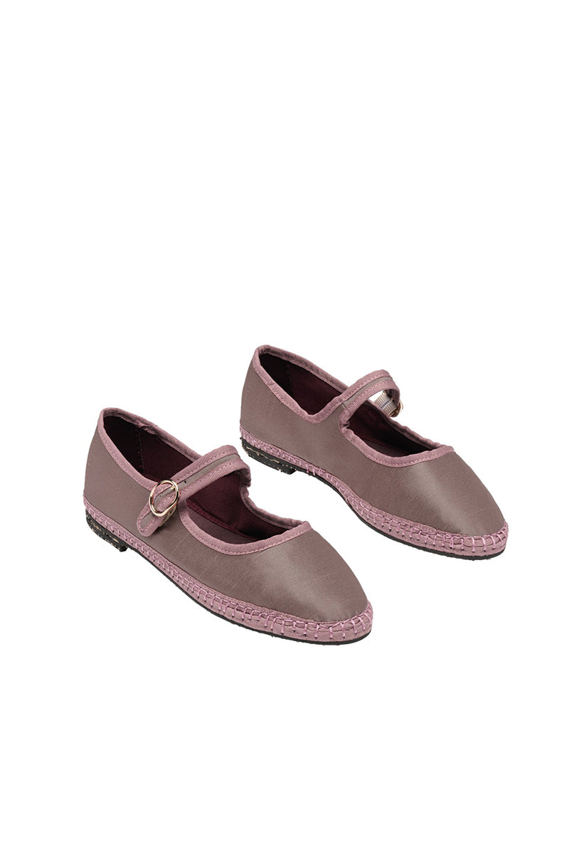 Pink Flabelus Sula flats shoes with a sleek design, displayed on a white background.