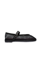 Flabelus Isabella black flats shoes with pointed toe and sleek design, shown on a white background.