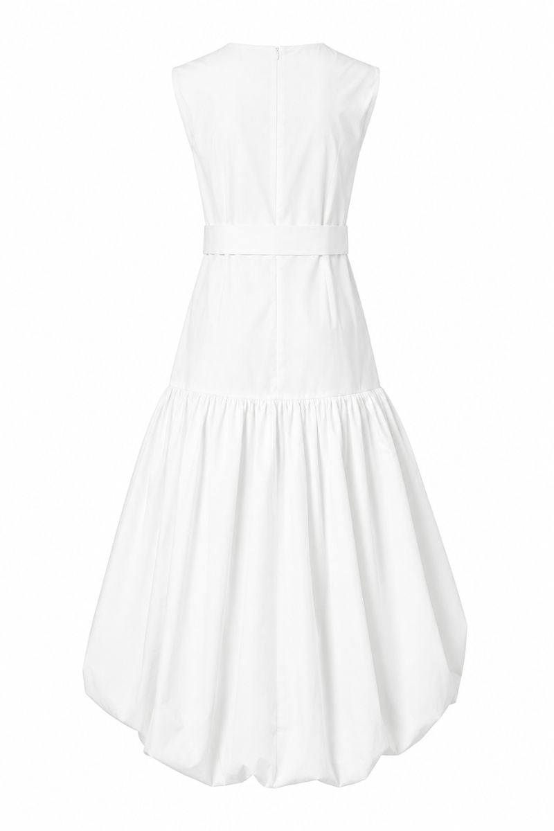 Ivory Cupula Maxi Dress by ANA + MARIA displayed on a mannequin, showcasing elegant, flowing design and soft fabric.