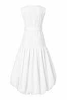 Ivory Cupula maxi dress by Ana + Maria displayed on a ghost mannequin, featuring elegant flowing fabric and a fitted bodice.