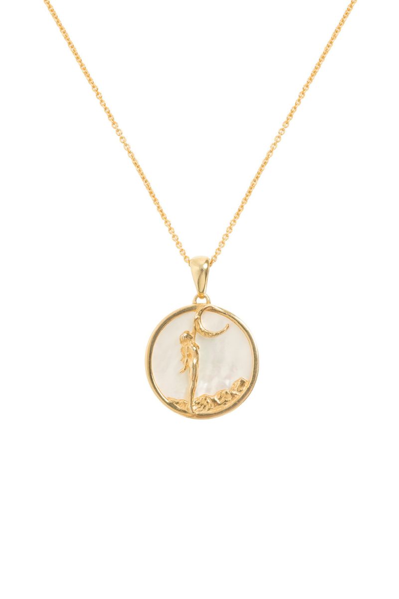 Gold-plated Virgo zodiac necklace by Freya Rose featuring a delicate pendant on a fine chain.