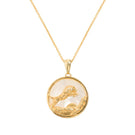 Gold plated LEO zodiac necklace by Freya Rose featuring a delicate pendant with engraved zodiac symbol on a fine chain.