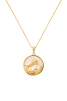 Gold plated LEO zodiac necklace by Freya Rose featuring a delicate pendant with engraved zodiac symbol on a fine chain.