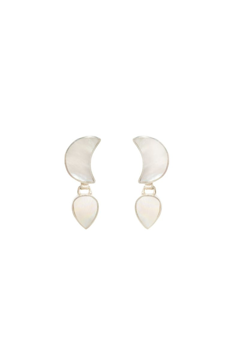 Silver petite moon earrings by Freya Rose featuring cutout design, showcasing delicate and stylish jewelry for pets or fashion.