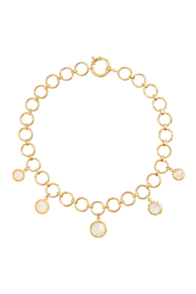 Gold forged circular necklace by Freya Rose featuring a sleek, modern design with a polished finish.