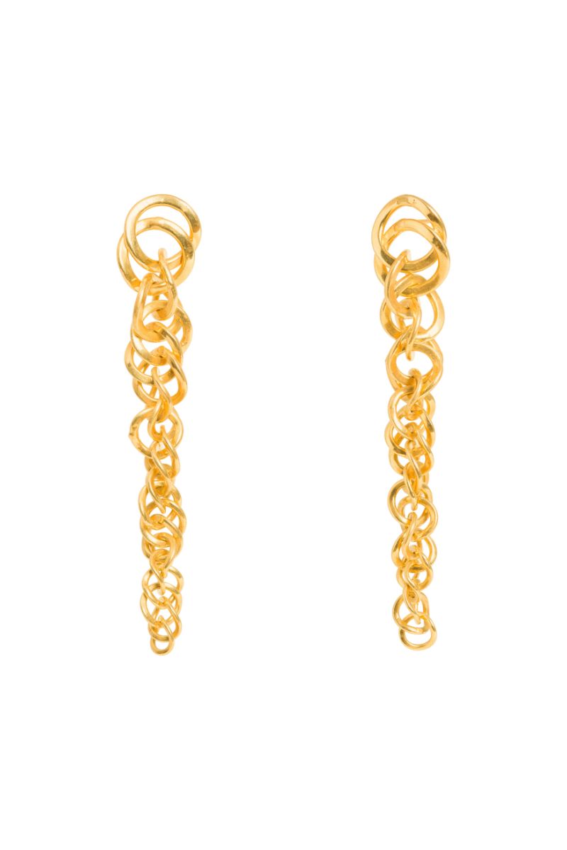 Gold Sumba Versatile Earrings by Freya Rose featuring intricate cutout design and elegant, lightweight style.
