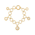 Forged circular gold bracelet by Freya Rose featuring a sleek, modern design with smooth, polished finish and open cuff style.
