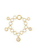Forged circular gold bracelet by Freya Rose featuring a sleek, modern design with smooth, polished finish and open cuff style.