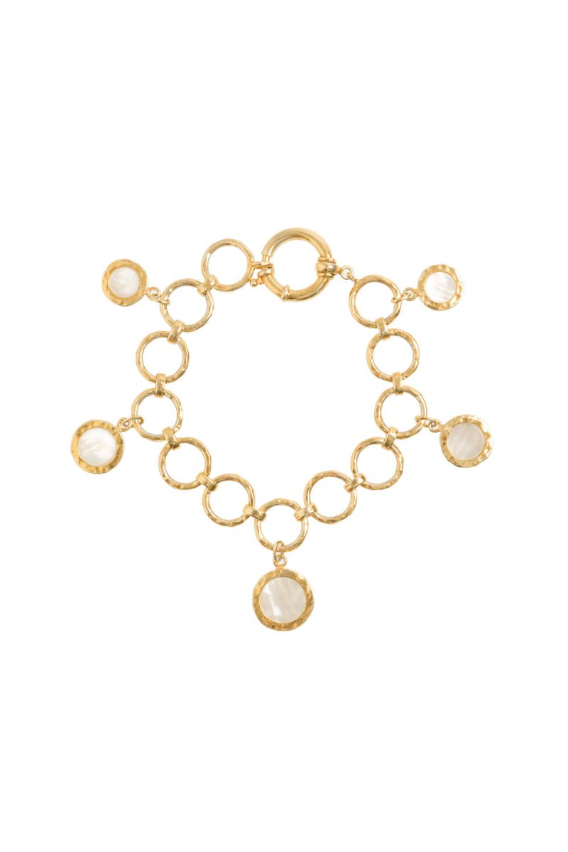 Forged circular gold bracelet by Freya Rose featuring a sleek, modern design with smooth, polished finish and open cuff style.