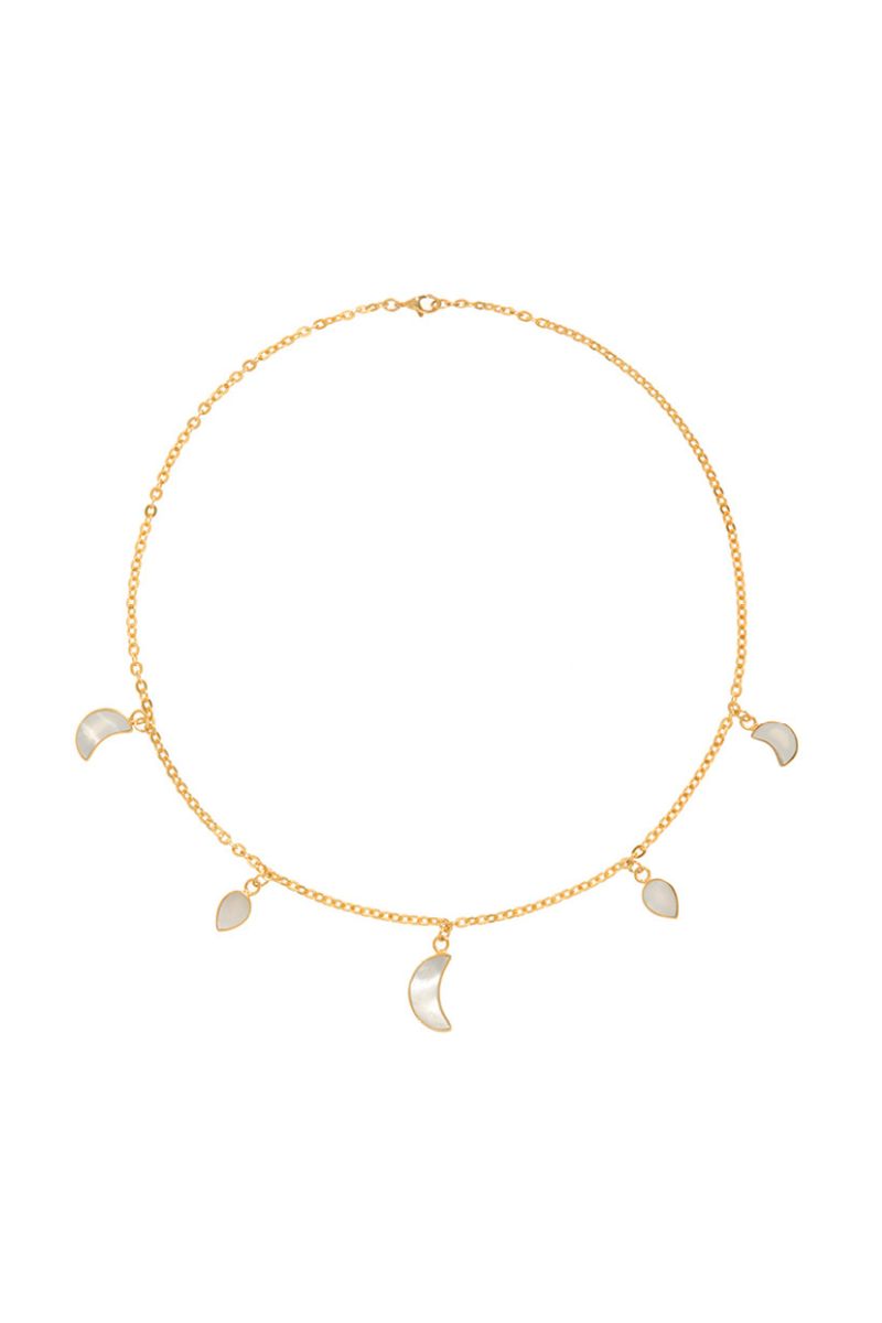 Freya Rose WARRIORESS PETITE MOON Necklace in 18ct gold plated with cutout moon pendant, elegant jewelry for women