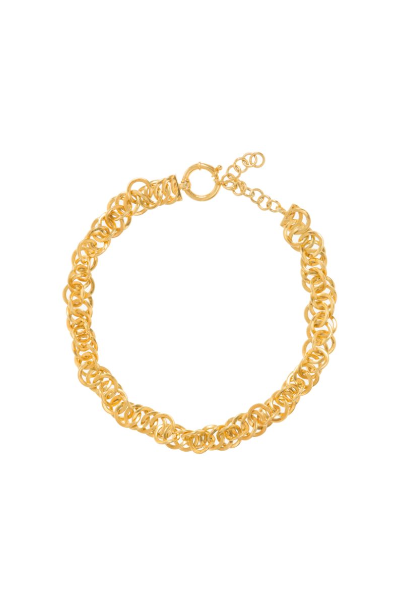 Freya Rose Sumba versatile 18ct necklace with intricate design and gold finish, detailed close-up of the necklace on white background.
