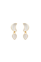 Freya Rose WARRIORESS PETITE MOON earrings in 18CT gold plated, featuring delicate moon-shaped cutout design.