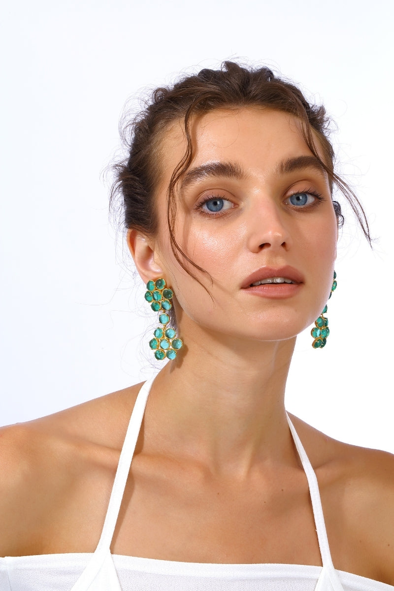 CYBELE EARRINGS IN EMERALD GREEN - CULT MIA