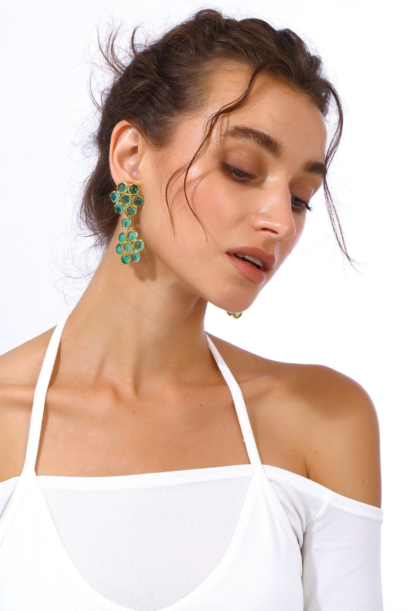 CYBELE EARRINGS IN EMERALD GREEN - CULT MIA
