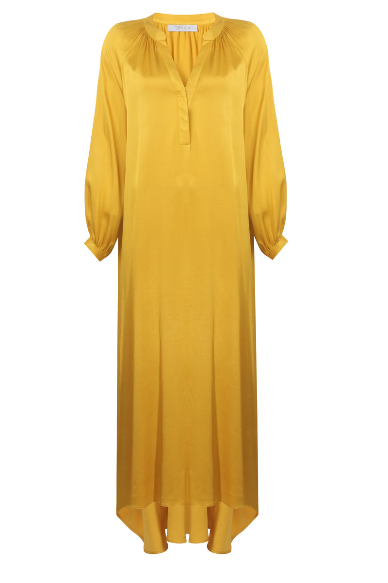 NORA LONG BUTTONED SAFFRON DRESS - CULT MIA