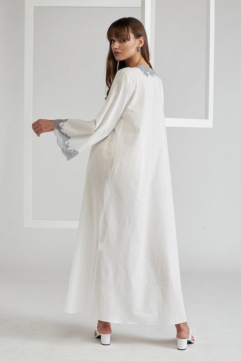 SHEILA POPLIN ZIPPERED OFF WHITE GREY DRESS - CULT MIA