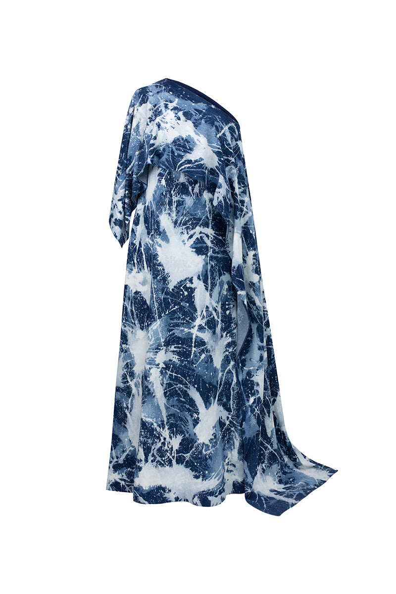 Elegant off-shoulder gown by GVLUX with flowing fabric and intricate design, perfect for formal occasions.