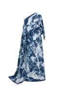 Elegant off-shoulder gown from GVLUX Water Works collection, featuring flowing fabric and stylish design.