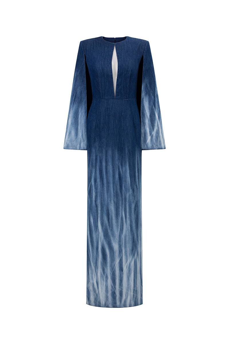 GVLUX Water Ripples long sleeve gown featuring a flowing design with water-inspired ripple patterns.