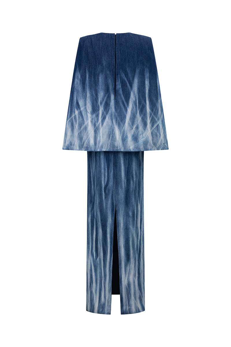 Elegant GVLUX Water Ripples long sleeve gown with flowing fabric and intricate ripples design, perfect for formal occasions.