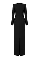 Elegant velvet satin gown by Lune De Soie featuring a flowing silhouette and luxurious fabric, perfect for formal occasions.