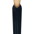Montsand black champagne crystalized gown featuring elegant embellishments, perfect for formal occasions.