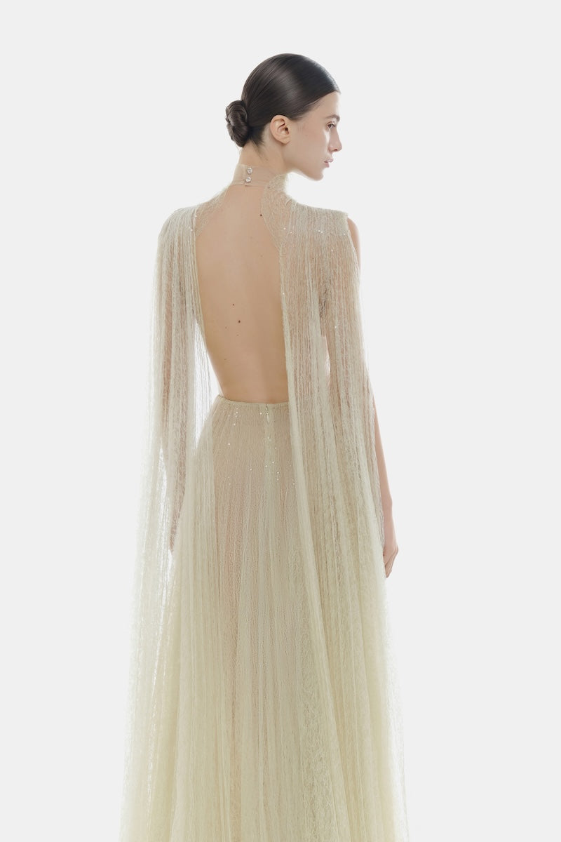 Mint smocked lace maxi dress by Montsand, featuring a flowing silhouette and intricate lace details, perfect for summer wear.