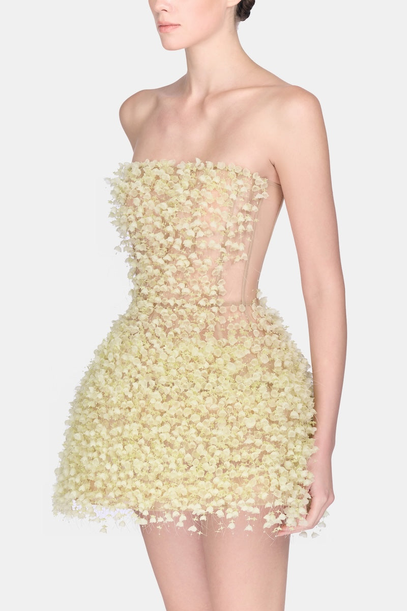 Montsand Lime Flowers mini dress with a floral print, sleeveless design, and lightweight fabric for a casual summer look.