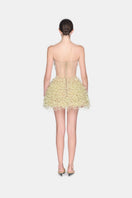 Montsand Lime Flowers mini dress featuring a floral pattern and lightweight fabric, perfect for summer wear.