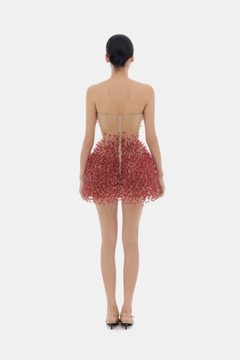 Red Flowers mini dress by Montsand featuring a feminine floral print and a stylish short length.