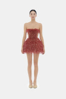 Red Flowers mini dress by Montsand, featuring a stylish floral pattern and a fitted silhouette, perfect for casual or summer wear.