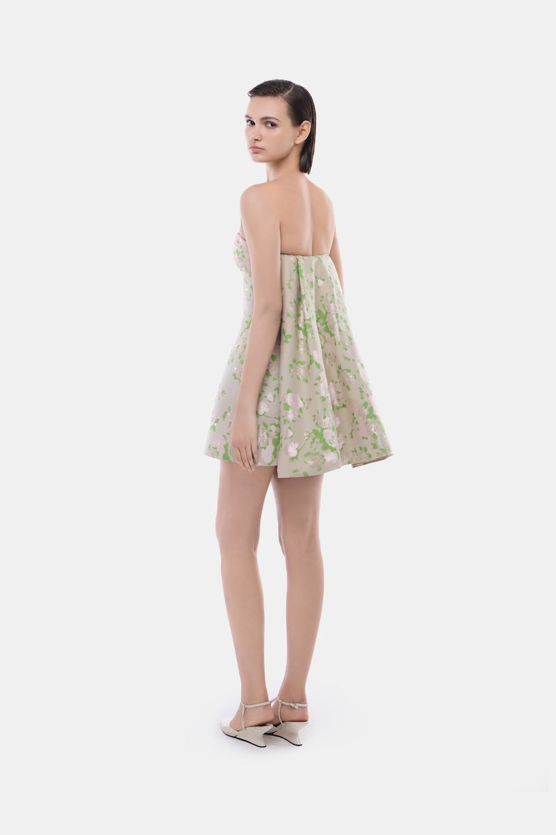Montsand pastel corsetry mini dress with detachable cape, stylish and elegant, showcased in the product image.