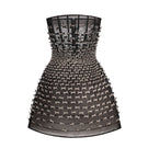 Black silver bow strapless mini dress by Montsand, featuring a fitted silhouette and stylish bow detail at the bust.