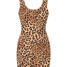 Brown Daisy Dress by Junie, a stylish mini dress with a floral print, displayed on a hanger in this product image.
